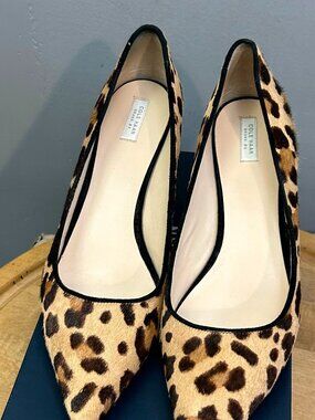 Cole Haan Pump Brown Ocelot Print Vesta 65mm Hair Calf Leopard Heel